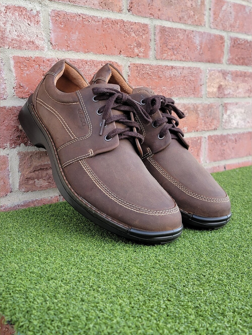 Ecco Men's Brown Leather Lace-Up Casual Shoes ~ Size 47
